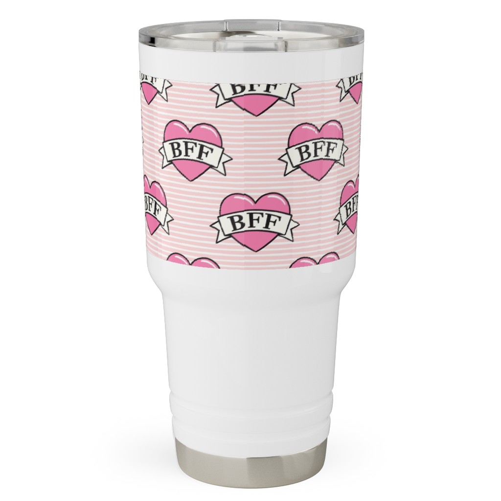 Bff Heart Tattoo Travel Tumbler, 30oz, Pink