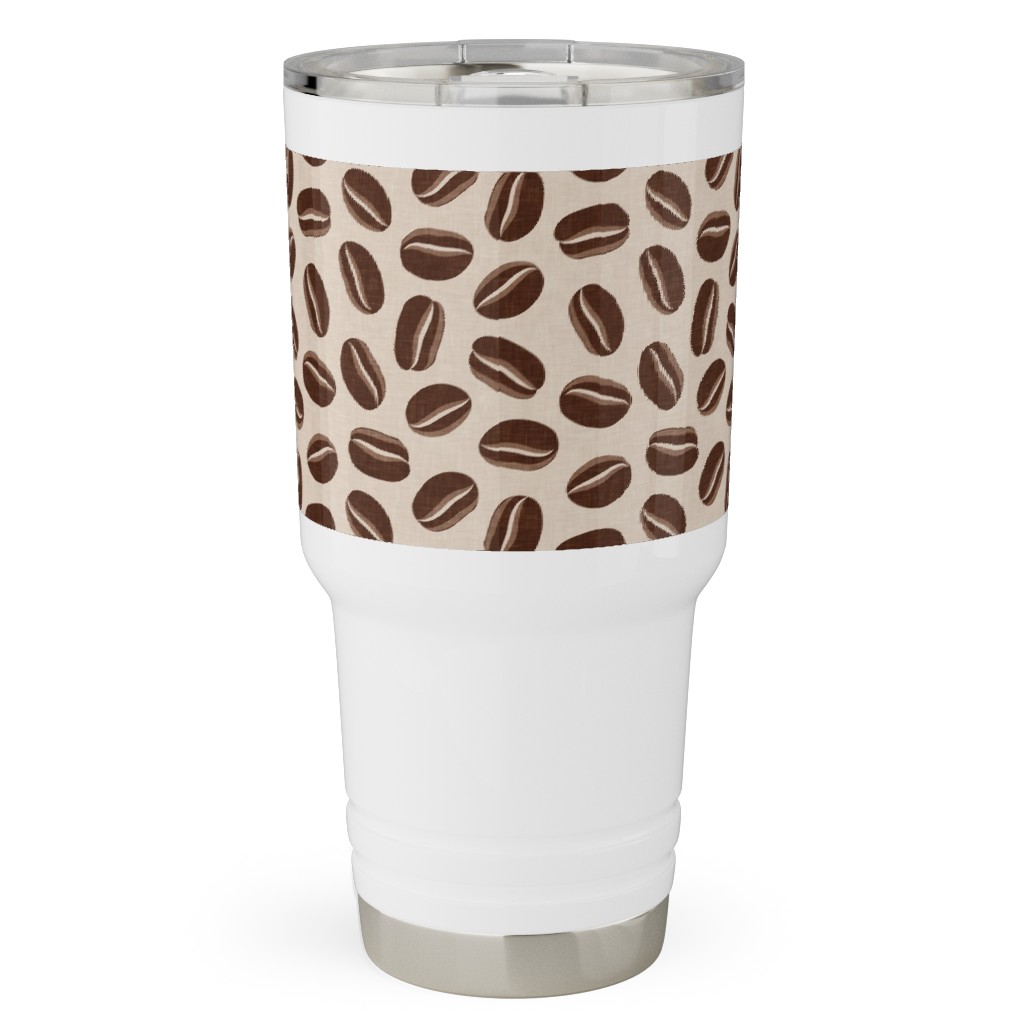 Coffee Beans - Coffee House - Beige Travel Tumbler, 30oz, Brown, Brown