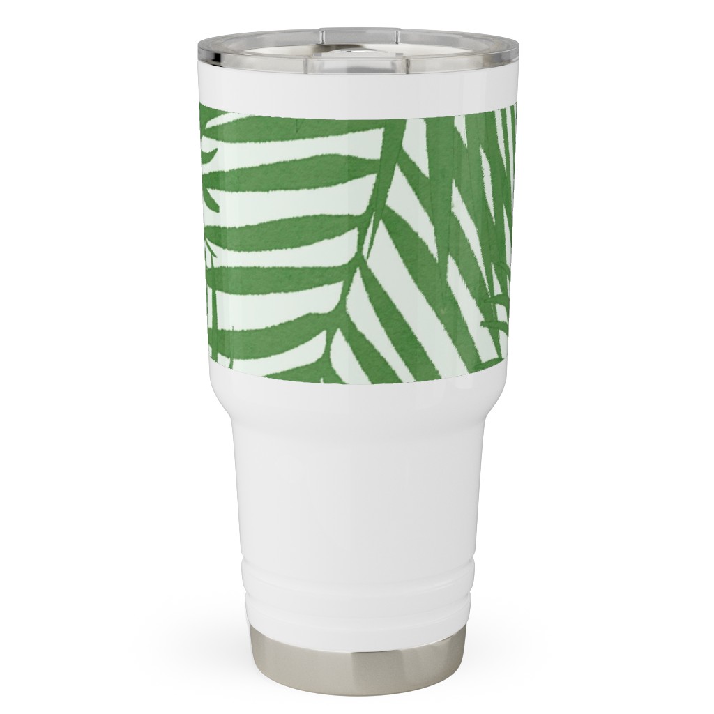 Watercolor Fronds - Green Travel Tumbler, 30oz, Green