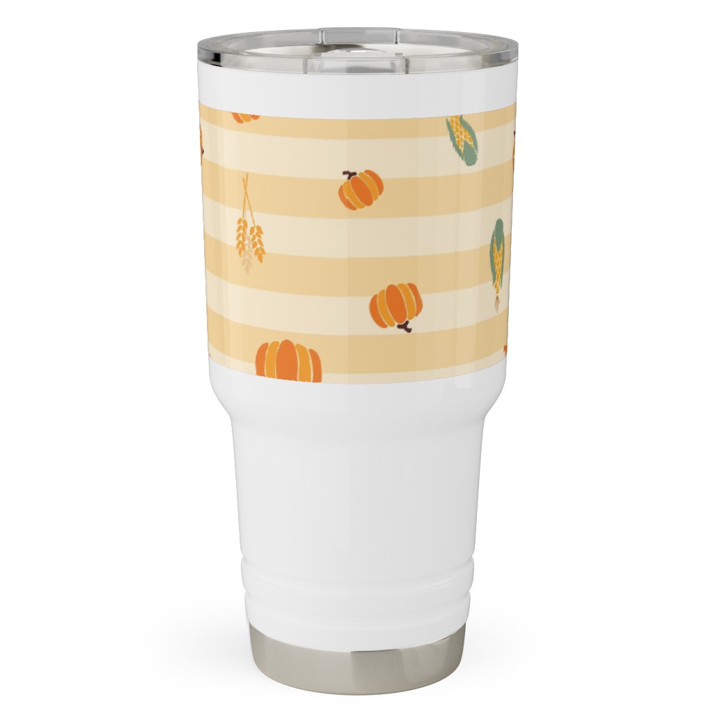 Autumn Nature Stripes - Orange Travel Tumbler, 30oz, Orange, Orange