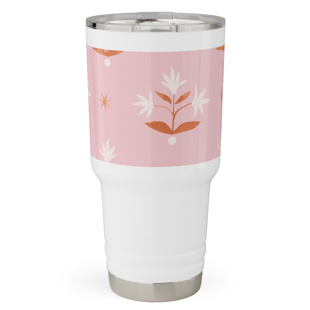 Thistle Stars - Pink and Orange Travel Tumbler, 30oz, Pink