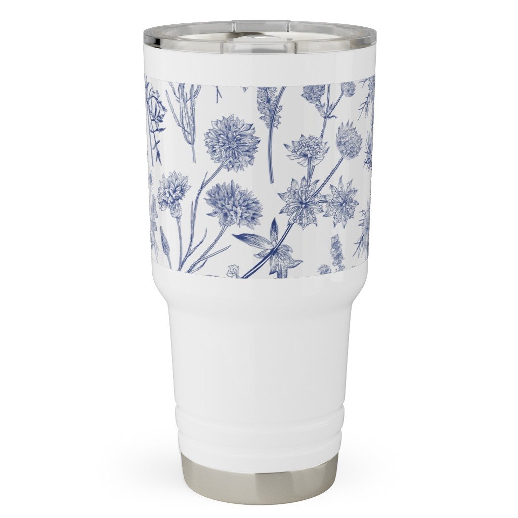 Wild Flowers - Blue Travel Tumbler, 30oz, Blue, True Blue