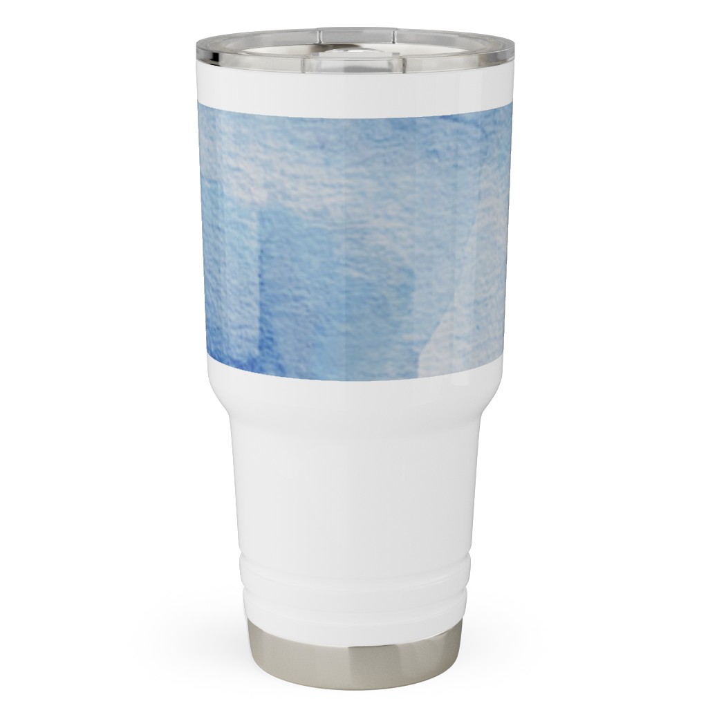 Watercolor Rorscharch - Blue Travel Tumbler, 30oz, Blue, True Blue