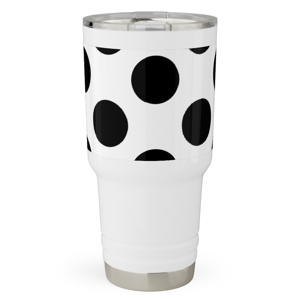 Polka Dot - Black and White Travel Tumbler, 30oz, Black