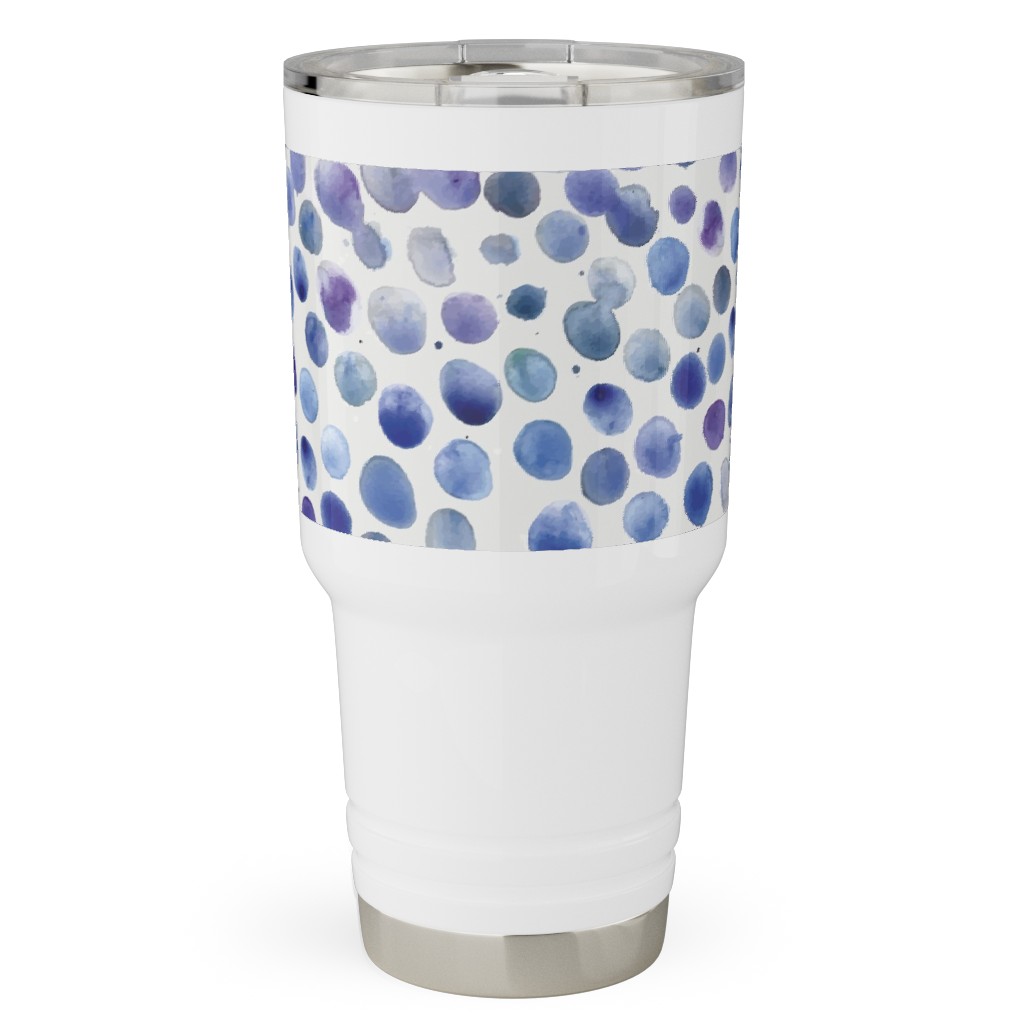 Watercolor Finger Dots - Blue Travel Tumbler, 30oz, Blue, True Blue