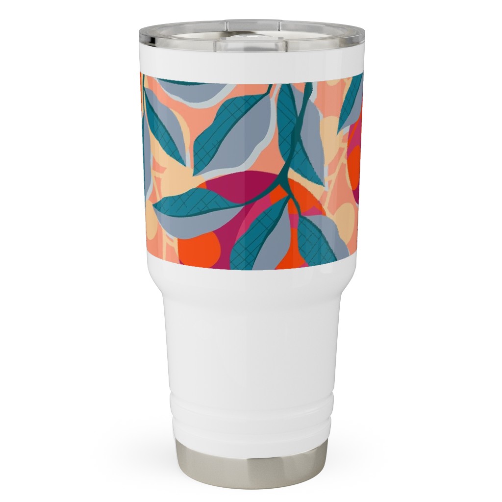 Retro Pomegranate- Pink and Blue Travel Tumbler, 30oz, Multicolor