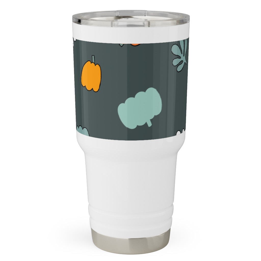 Autumn Harvest Vegetables - Dark Travel Tumbler, 30oz, Green