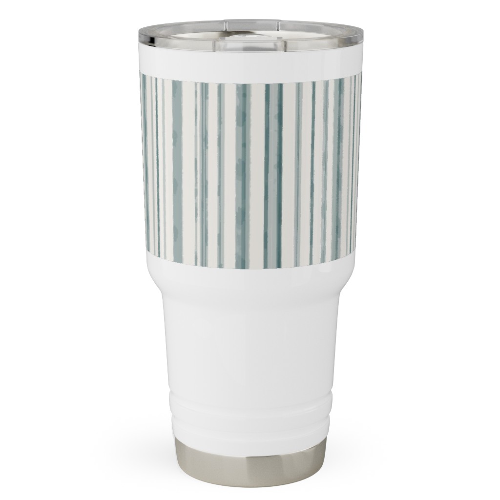 Dreamy Watercolor Stripe Travel Tumbler, 30oz, Green