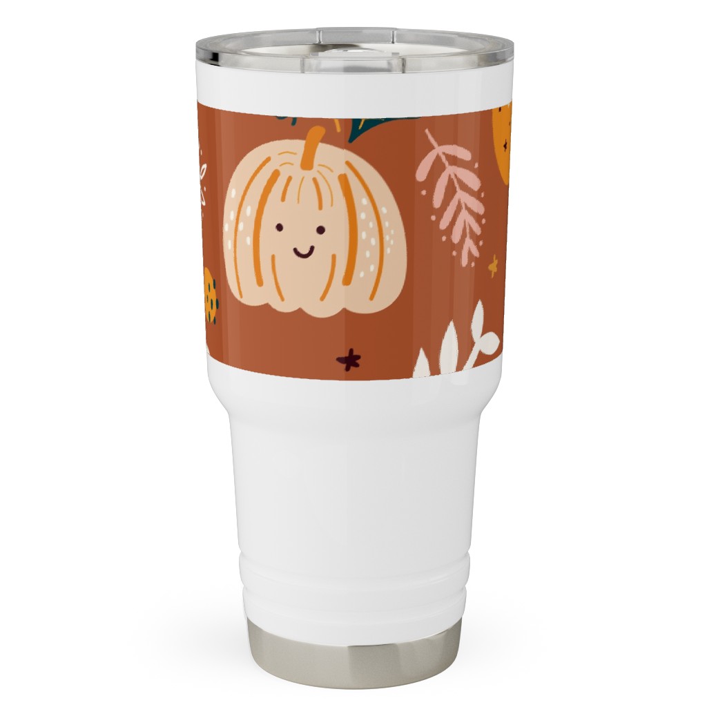 Autumn Pattern - Orange Travel Tumbler, 30oz, Orange, Orange