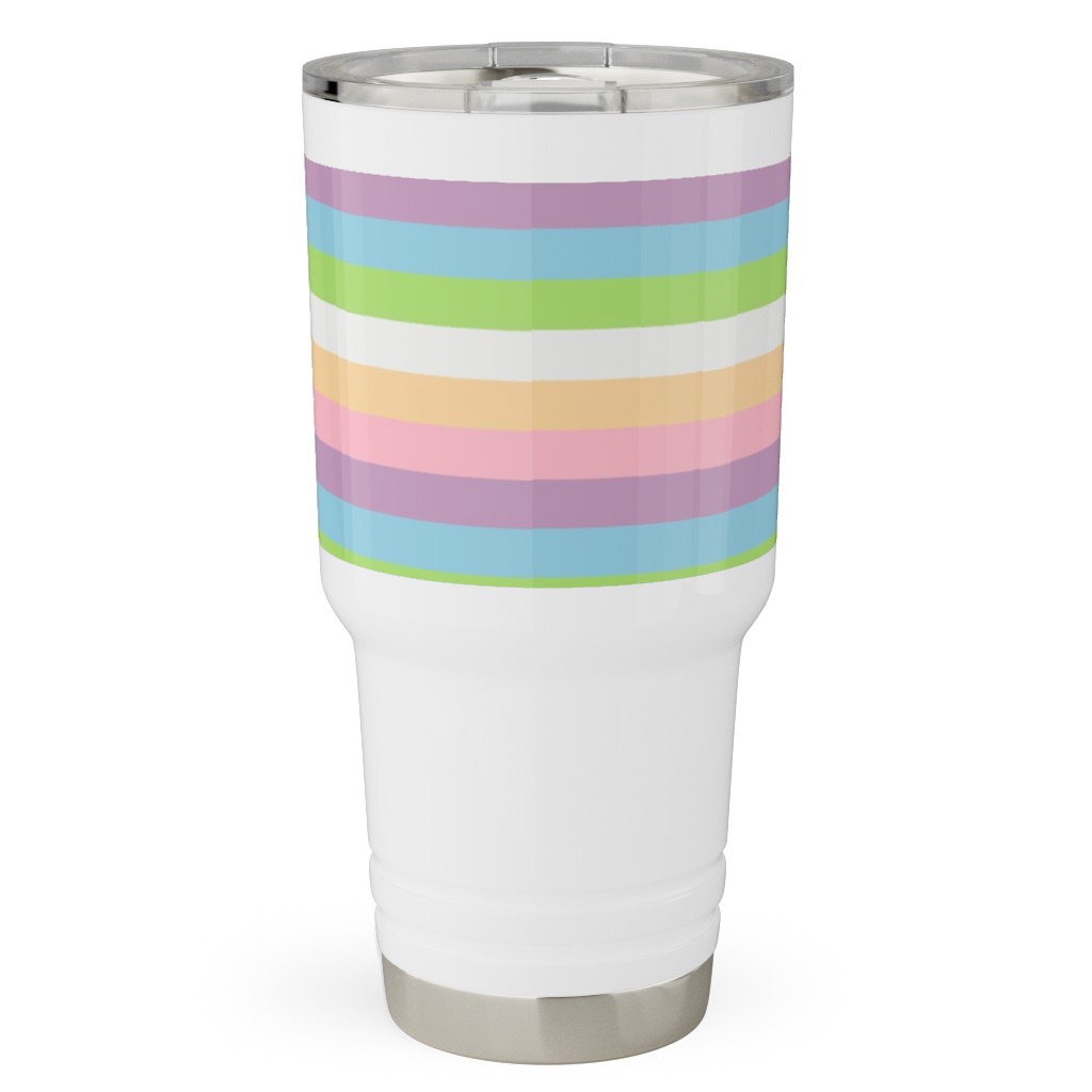 Multi Colored Stripes - Pastel Travel Tumbler, 30oz, Multicolor
