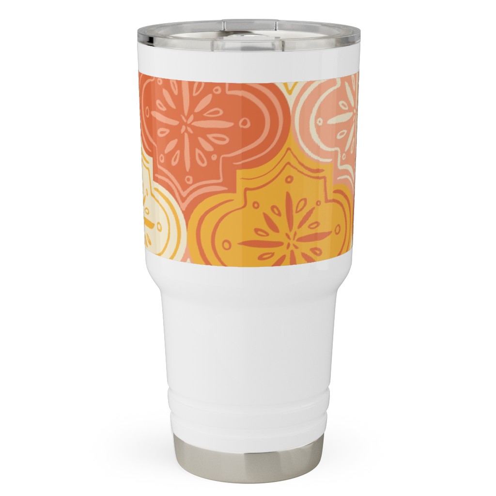 Arabesque - Warm Travel Tumbler, 30oz, Orange