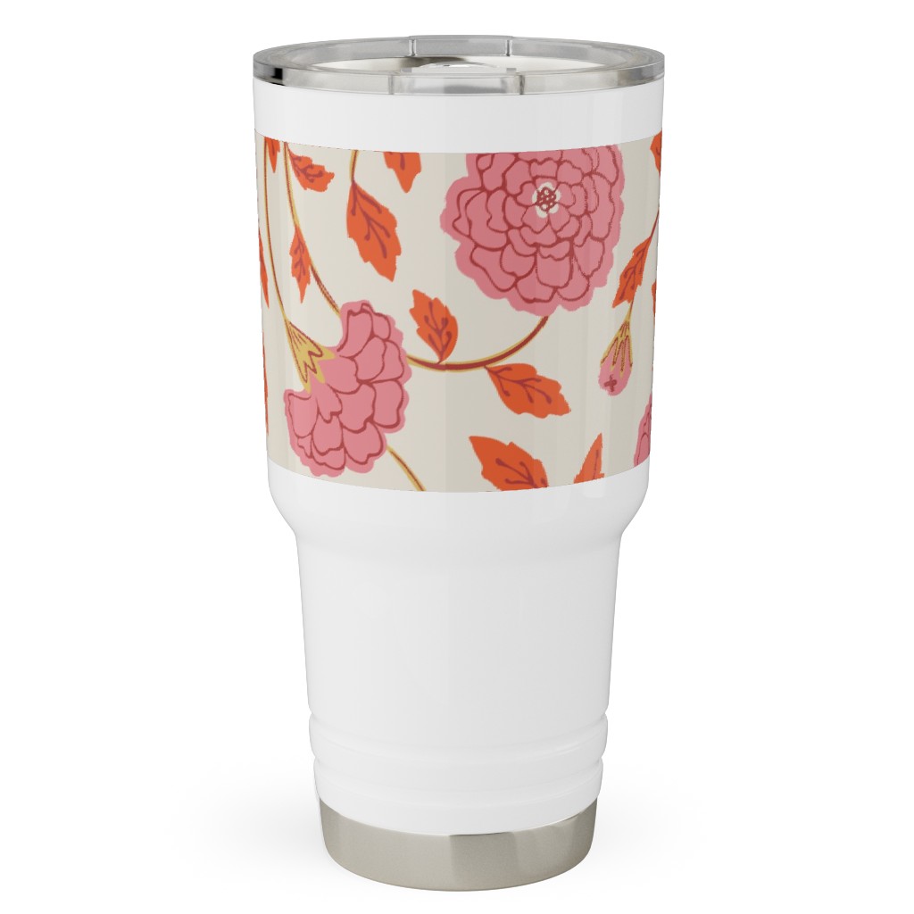 Naisha's Garden Travel Tumbler, 30oz, Pink, Bright Pink