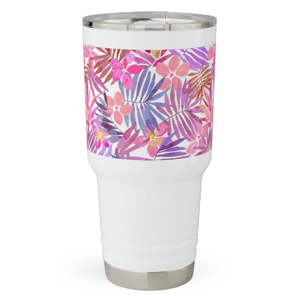 Watercolor Tropical Vibes - Pink Travel Tumbler, 30oz, Pink