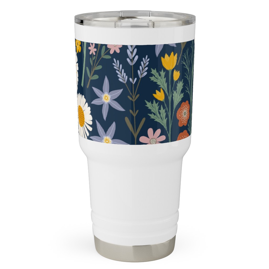British Spring Meadow - Navy Travel Tumbler, 30oz, Multicolor