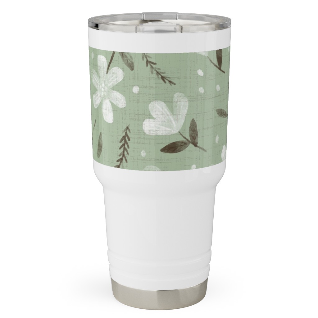 Charlotte Floral - Sage Travel Tumbler, 30oz, Green