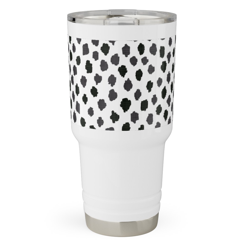 Inky Spots - Black and White Travel Tumbler, 30oz, White