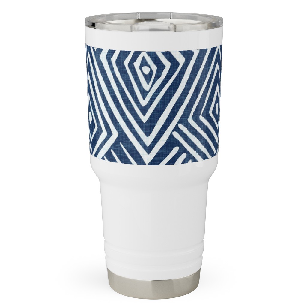 Diamond Mud Cloth -Blue Travel Tumbler, 30oz, Blue