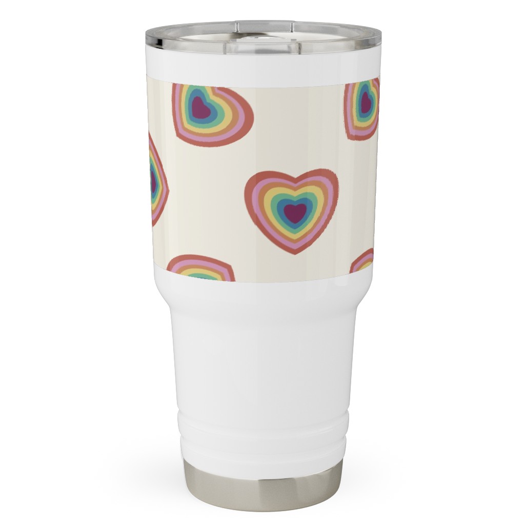 Pride Hearts - Rainbow 90s Hearts - Muted Travel Tumbler, 30oz, Multicolor