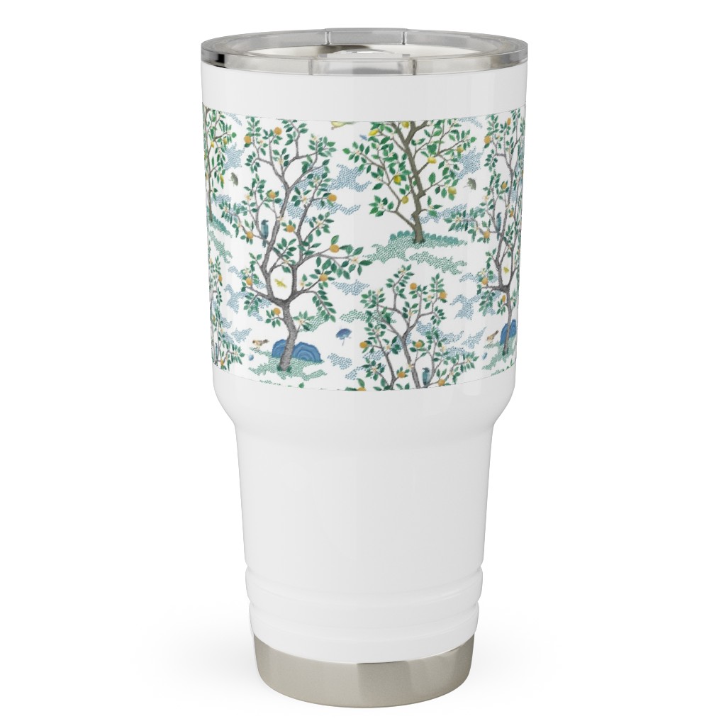 Natural Scatter Citrus Tree - White Travel Tumbler, 30oz, Green, Classic Green