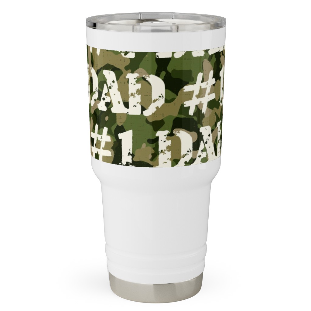 Number One Dad - Green Camo Travel Tumbler, 30oz, Green