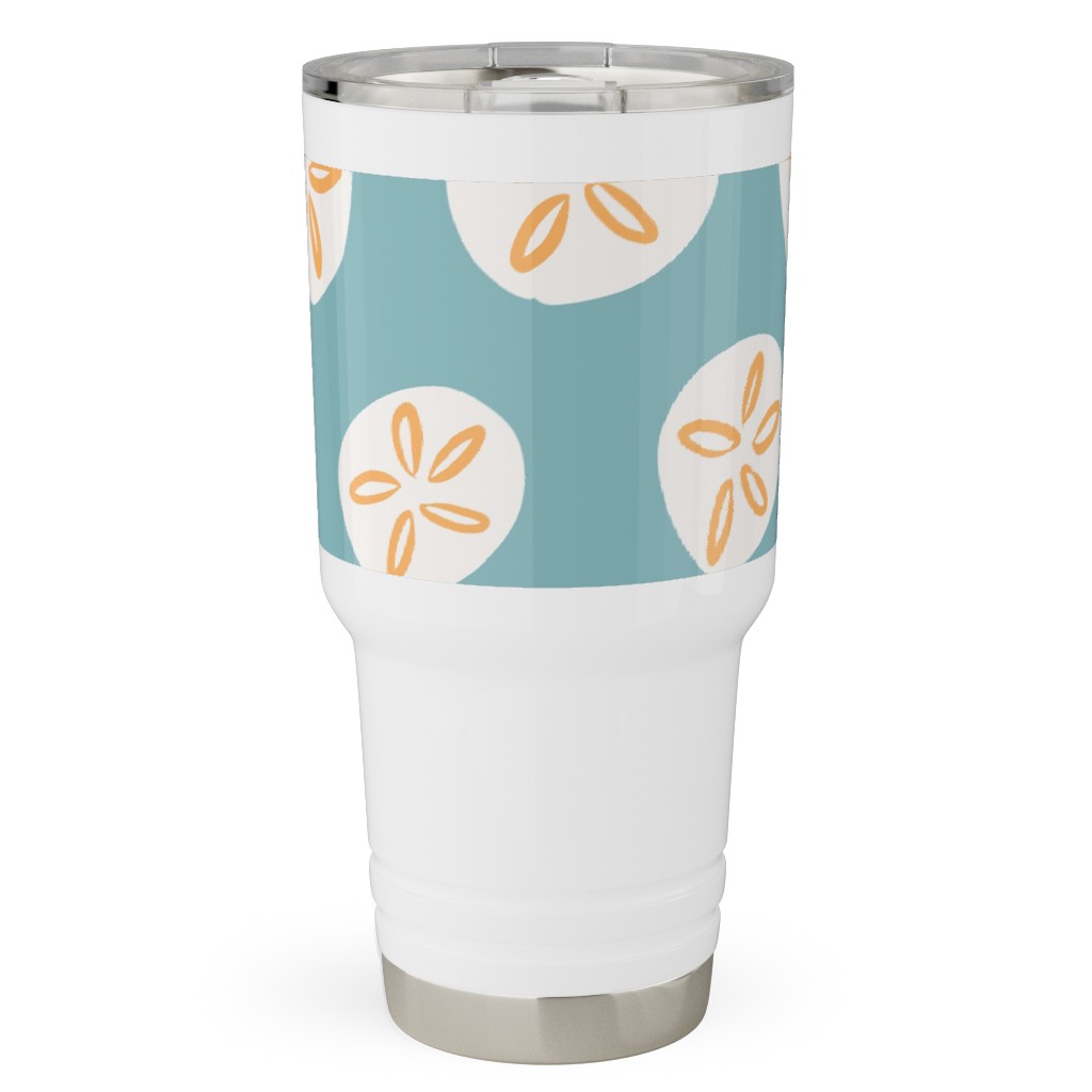 Sand Dollar Sea Shells Travel Tumbler, 30oz, Blue