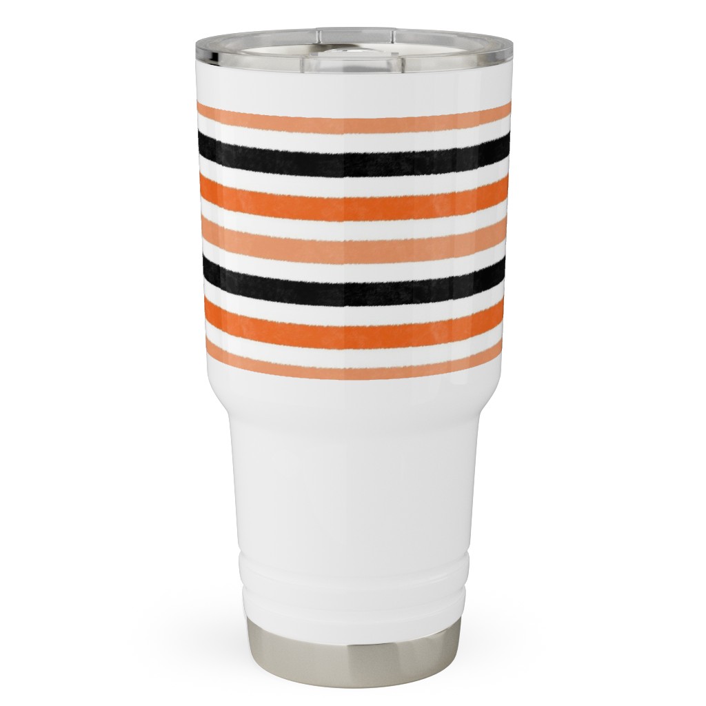 Halloween Stripes - Orange and Black Travel Tumbler, 30oz, Orange, Orange