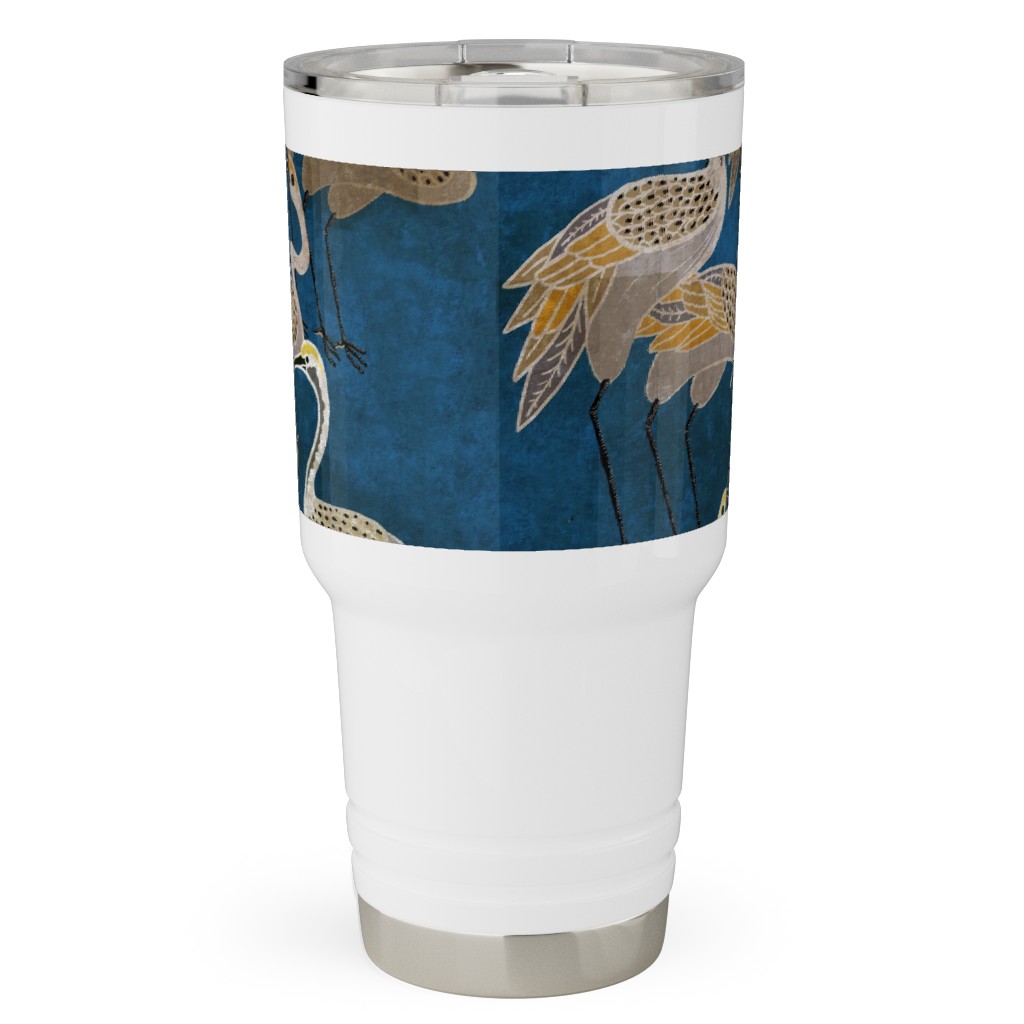 Deco Cranes - Sapphire Travel Tumbler, 30oz, Blue, True Blue