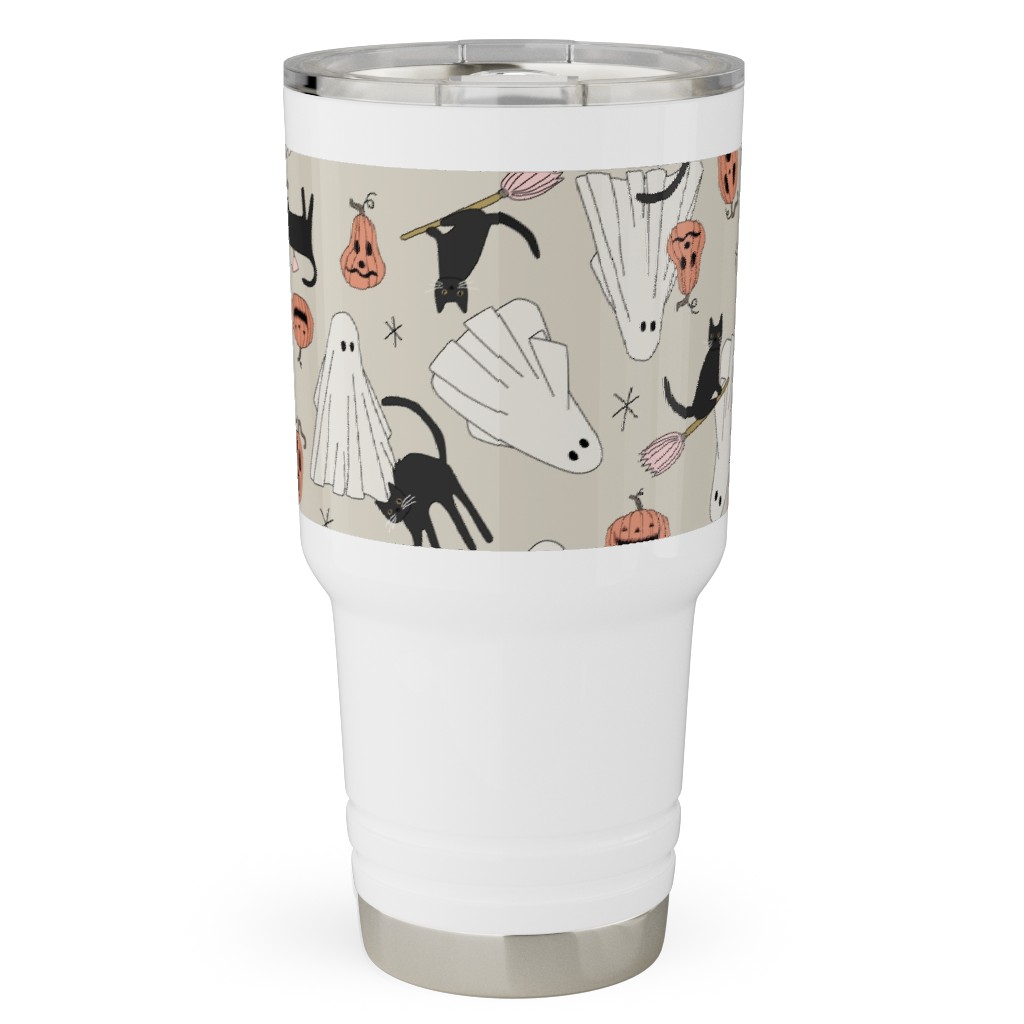 Spooky Halloween Travel Tumbler, 30oz, Beige