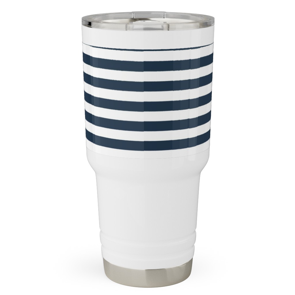 Horizontal Stripe Travel Tumbler, 30oz, Blue