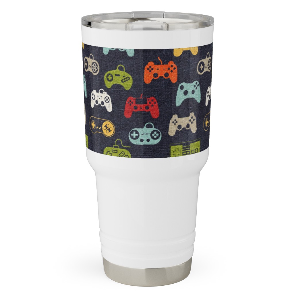 Game Controllers - Navy Multi Travel Tumbler, 30oz, Multicolor