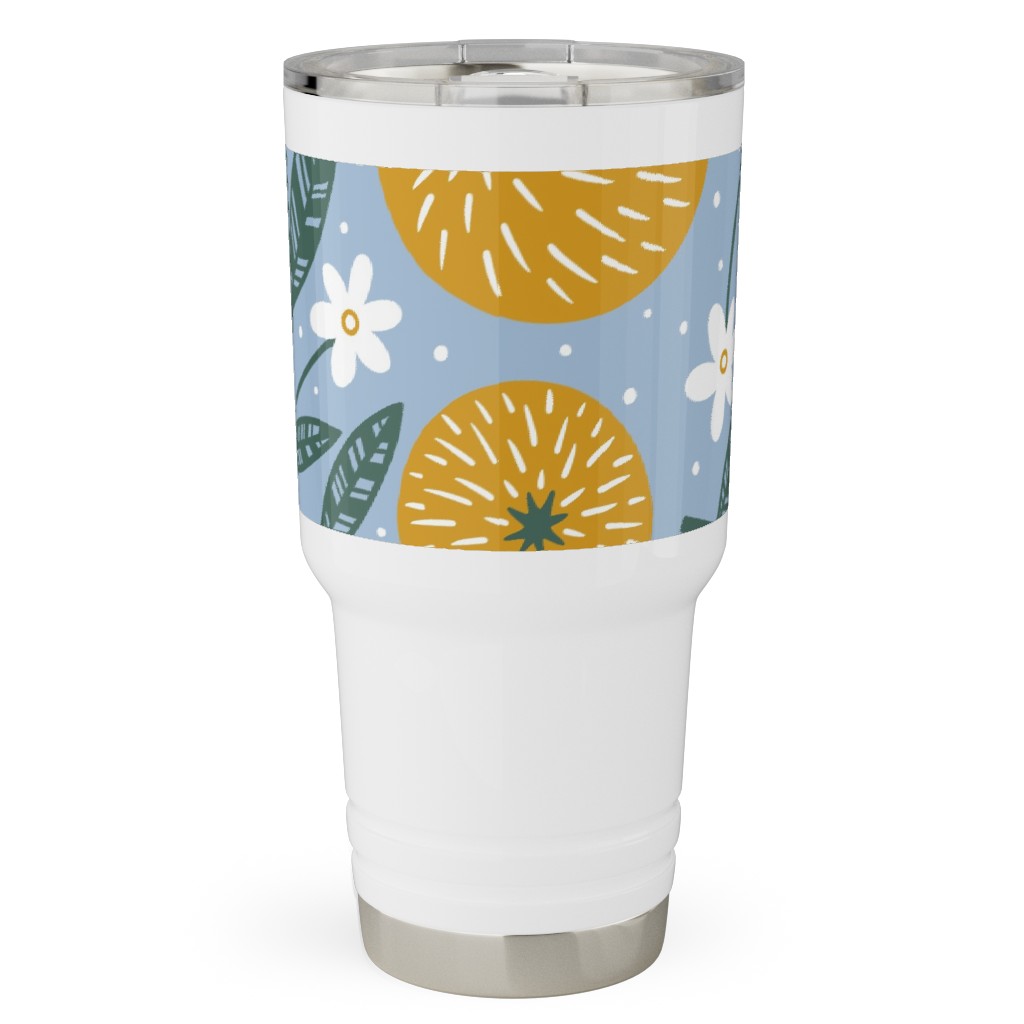 Orange Trees - Blue Travel Tumbler, 30oz, Blue, True Blue