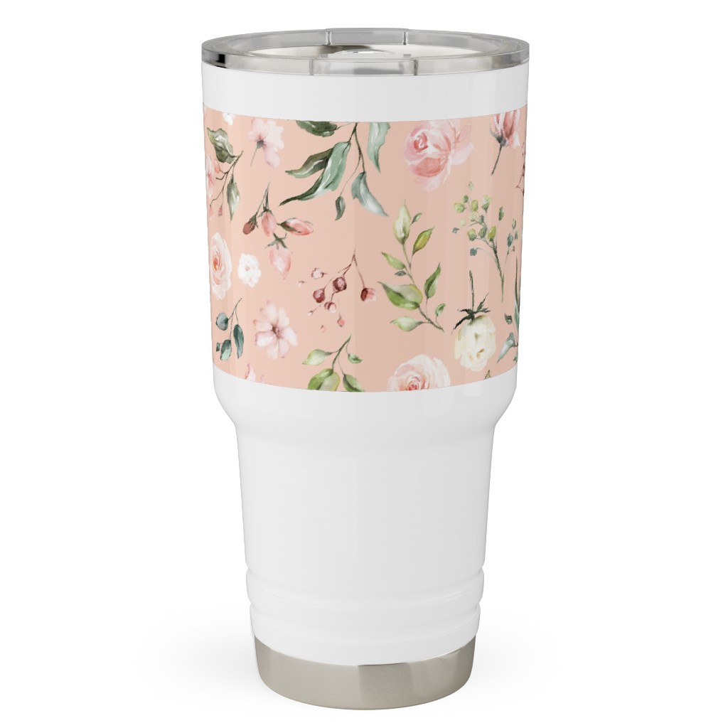 Celestial Rose Floral - Blush Travel Tumbler, 30oz, Pink