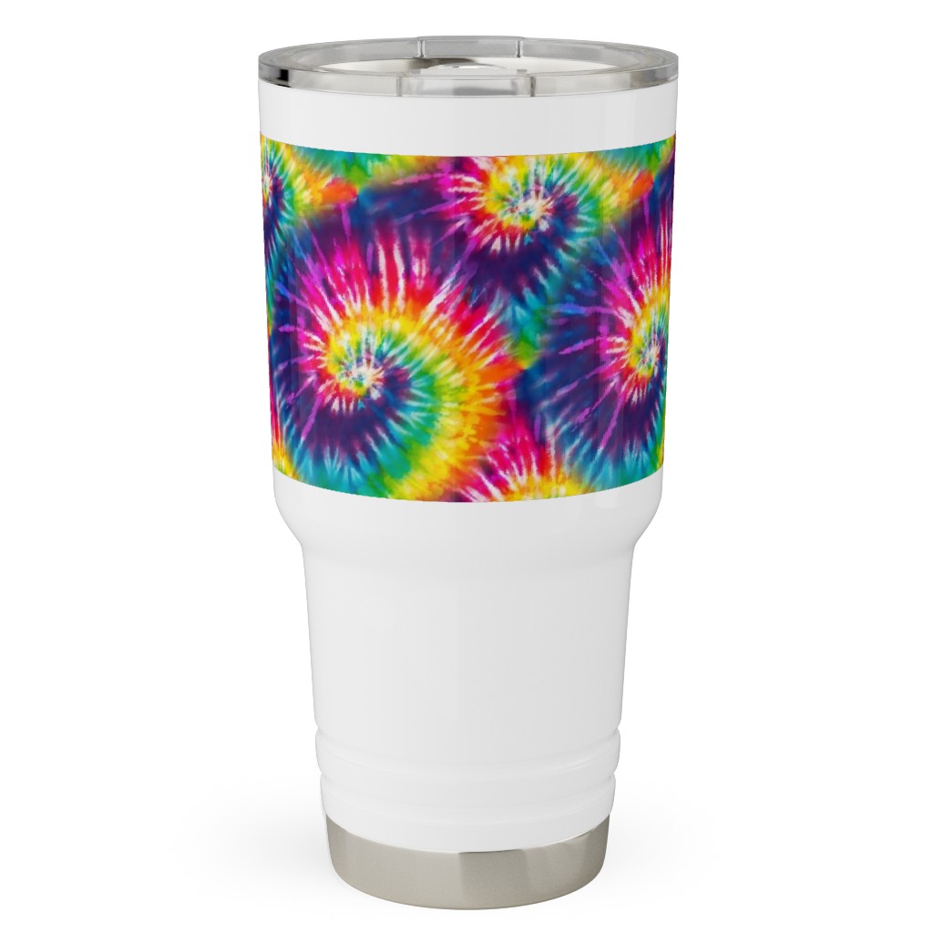 Colorful Rainbow Tie Dye Swirl - Multi Travel Tumbler, 30oz, Multicolor