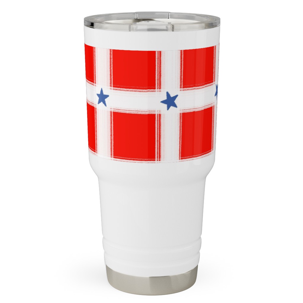 Star Plaid Travel Tumbler, 30oz, Red, Red