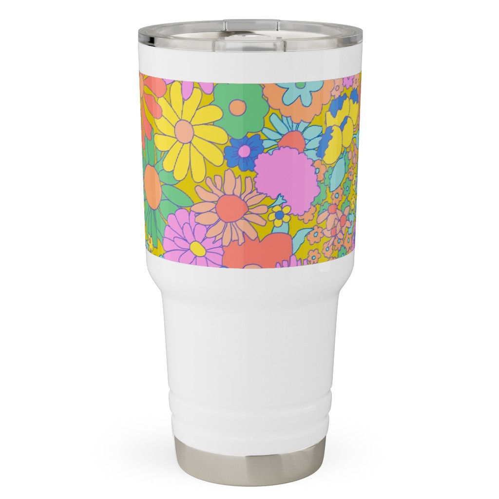 Groovy Meadow - Multi Travel Tumbler, 30oz, Multicolor