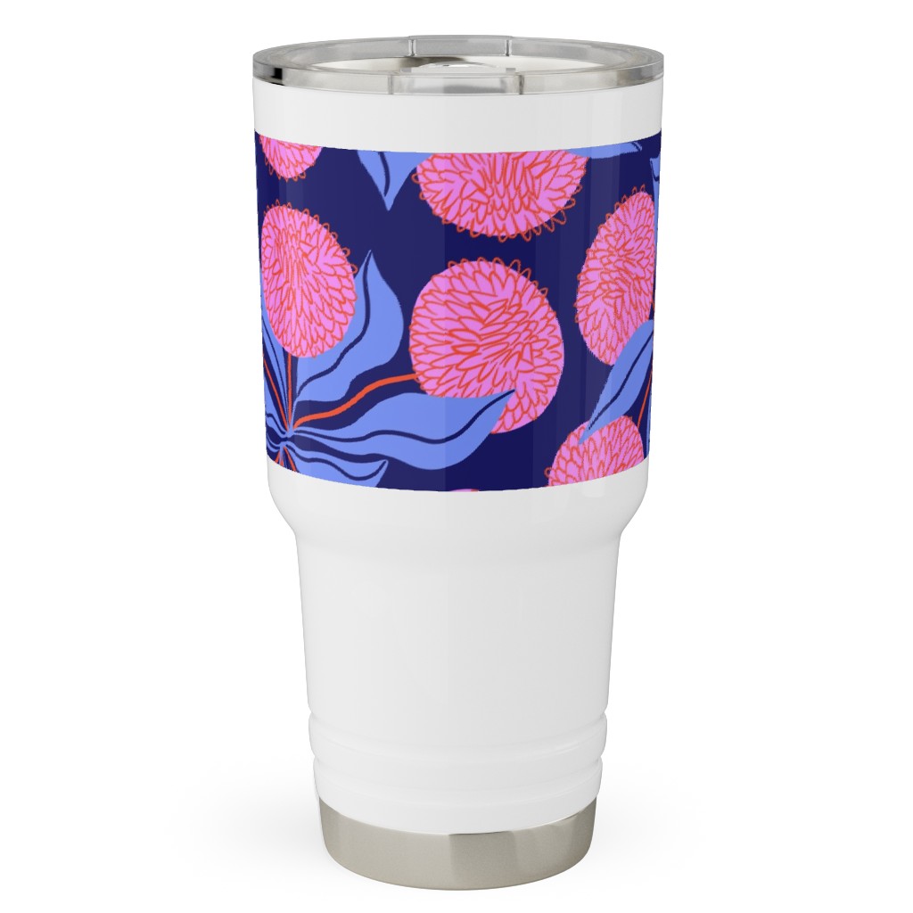 Marigold Pinwheels on Navy Travel Tumbler, 30oz, Multicolor