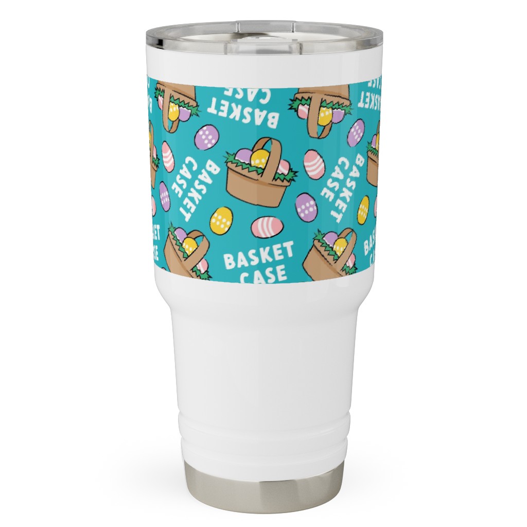 Basket Case - Basket and Eggs - Blue Travel Tumbler, 30oz, Blue, True Blue