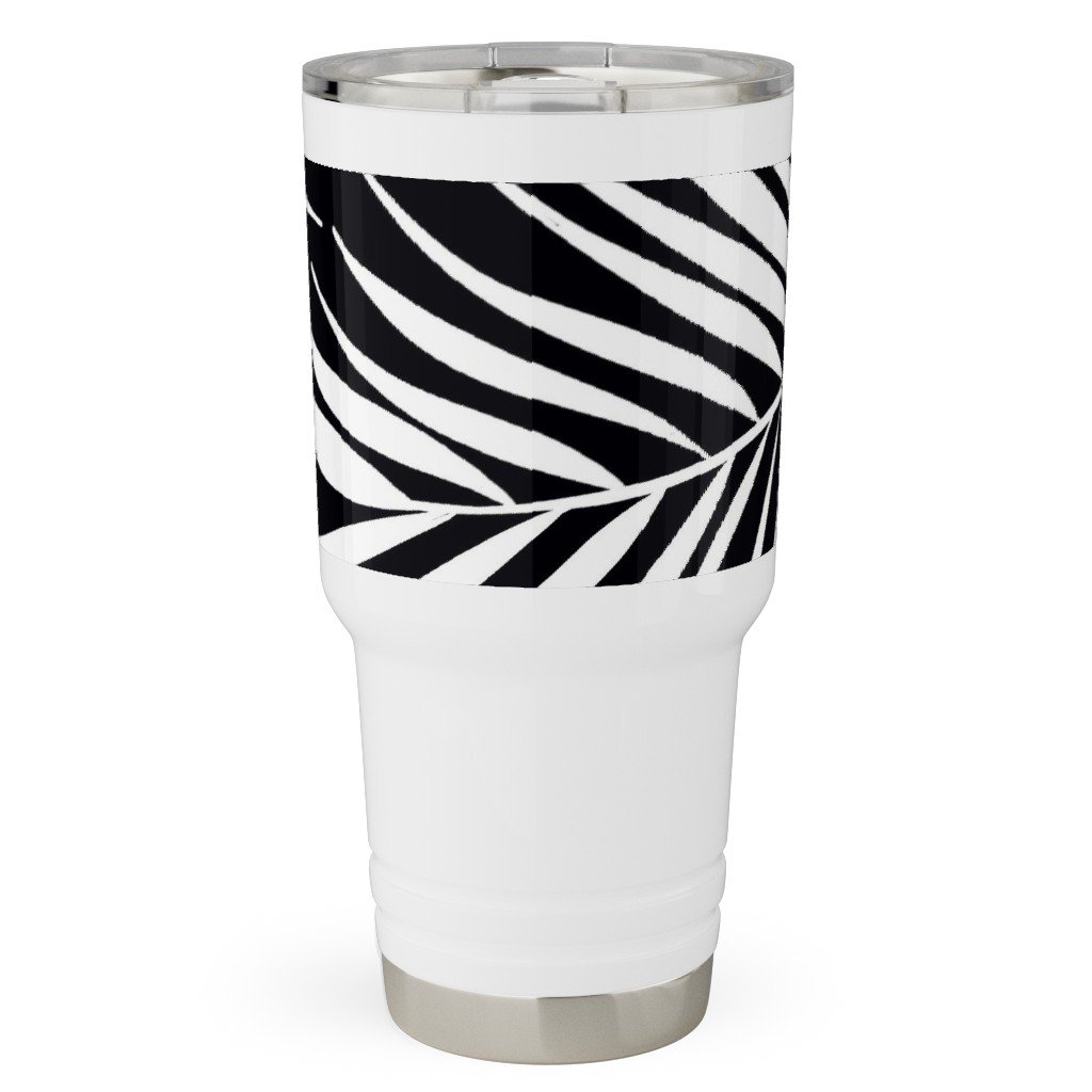 Palm Tree Leaves Travel Tumbler, 30oz, Black