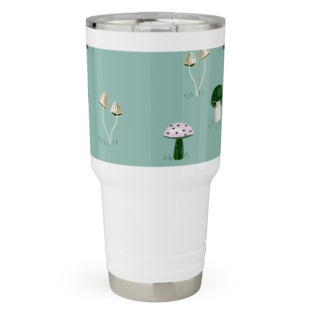 Mushroom Field - Green Travel Tumbler, 30oz, Green