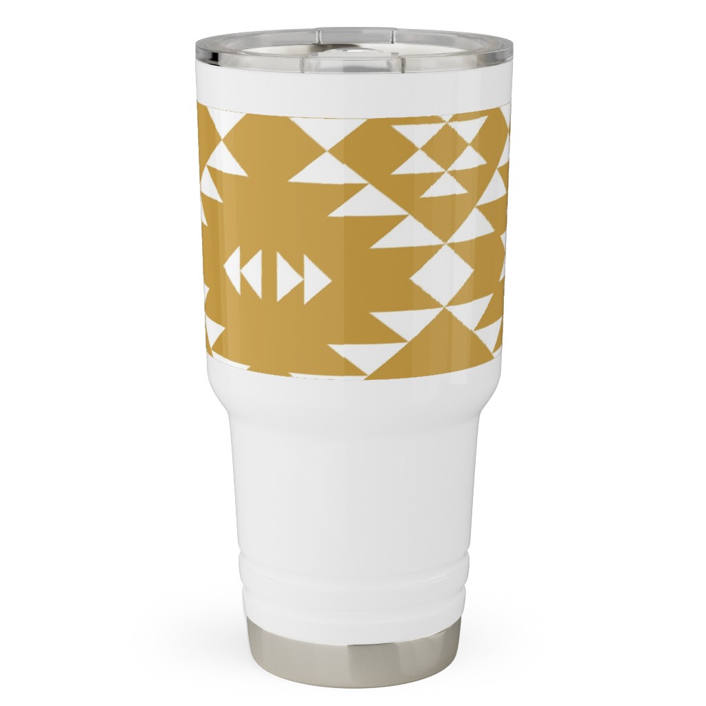 Navajo - Gold White Travel Tumbler, 30oz, Yellow, Classic Yellow