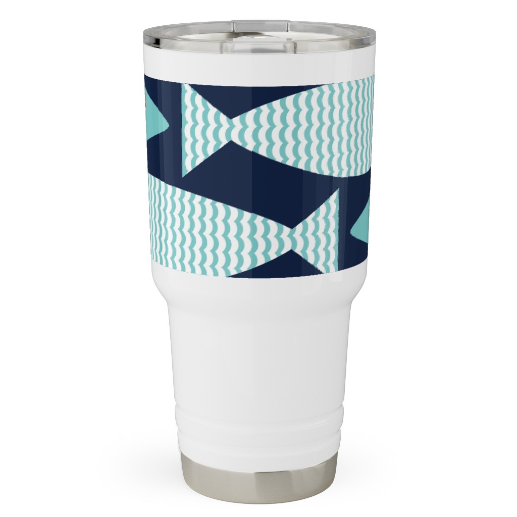 Wavy Bass Travel Tumbler, 30oz, Blue, Catalina