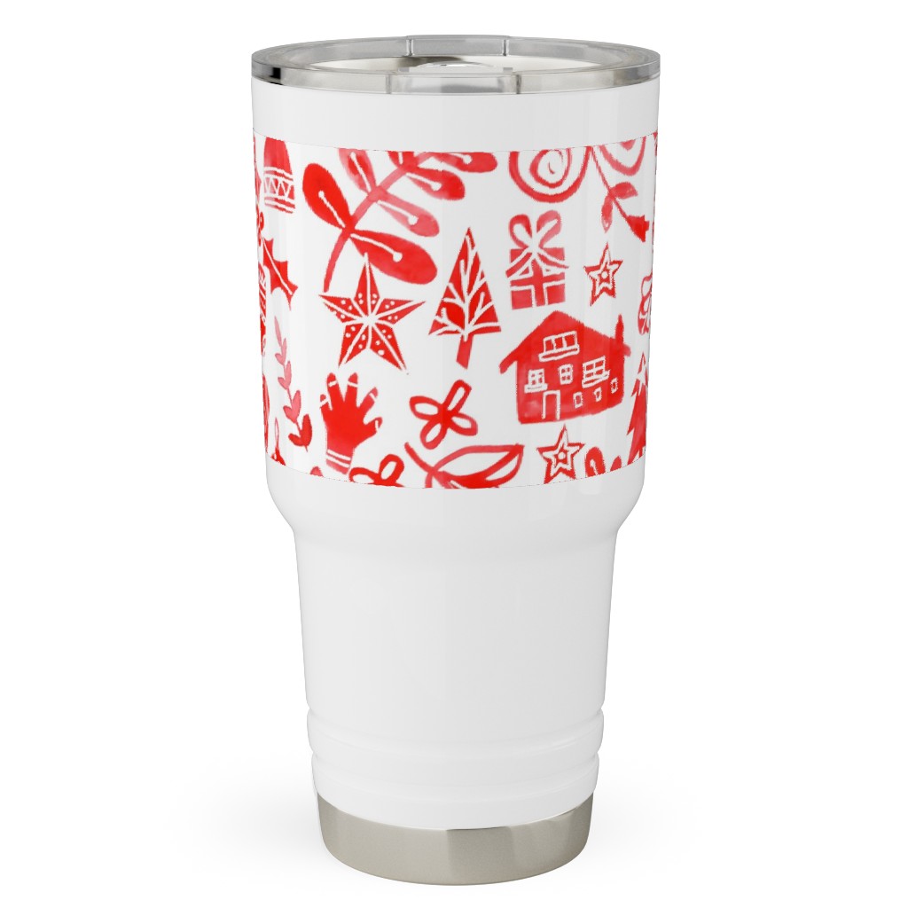 Red Christmas Travel Tumbler, 30oz, Red