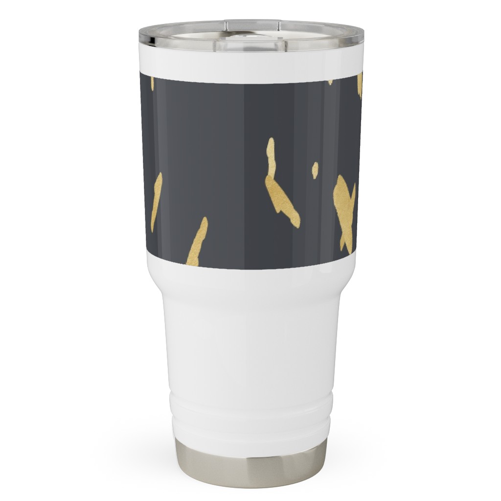 Blobs - Gold on Charcoal Travel Tumbler, 30oz, Gray, Gray