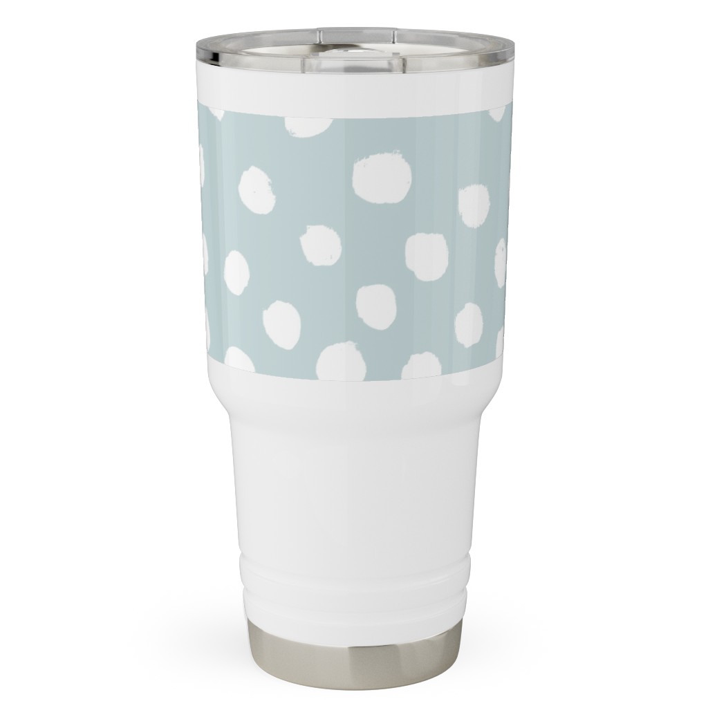 Soft Painted Dots Travel Tumbler, 30oz, Blue