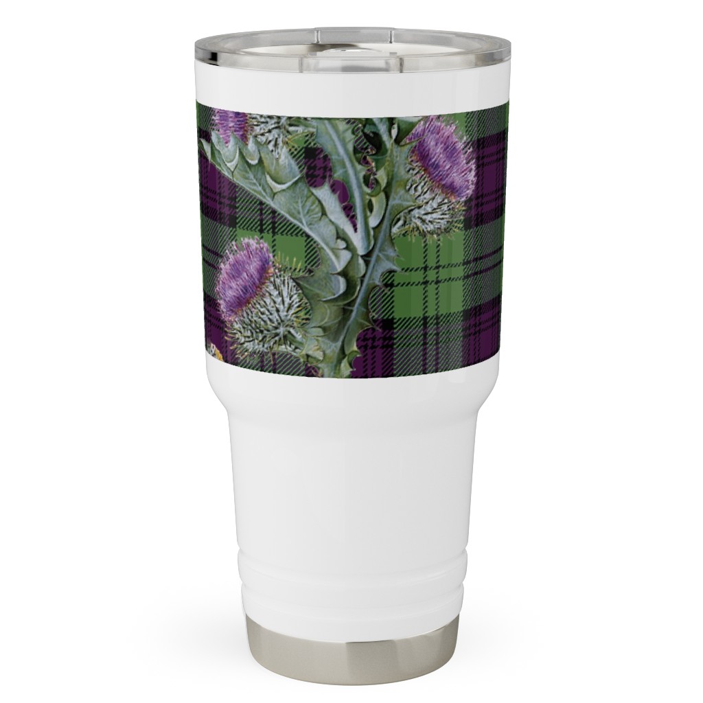 Feochadan Tartan - Green and Purple Travel Tumbler, 30oz, Green