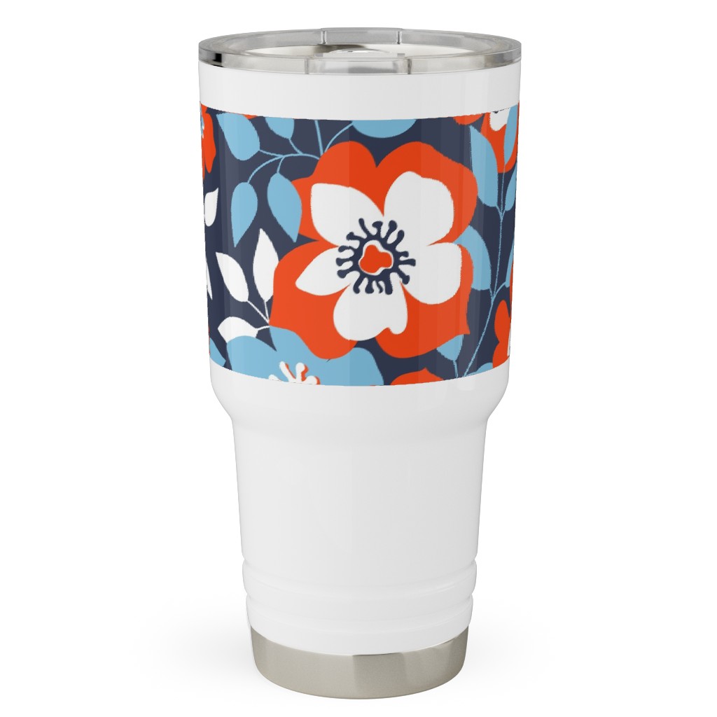 Wild Roses - Multi Travel Tumbler, 30oz, Blue, True Blue