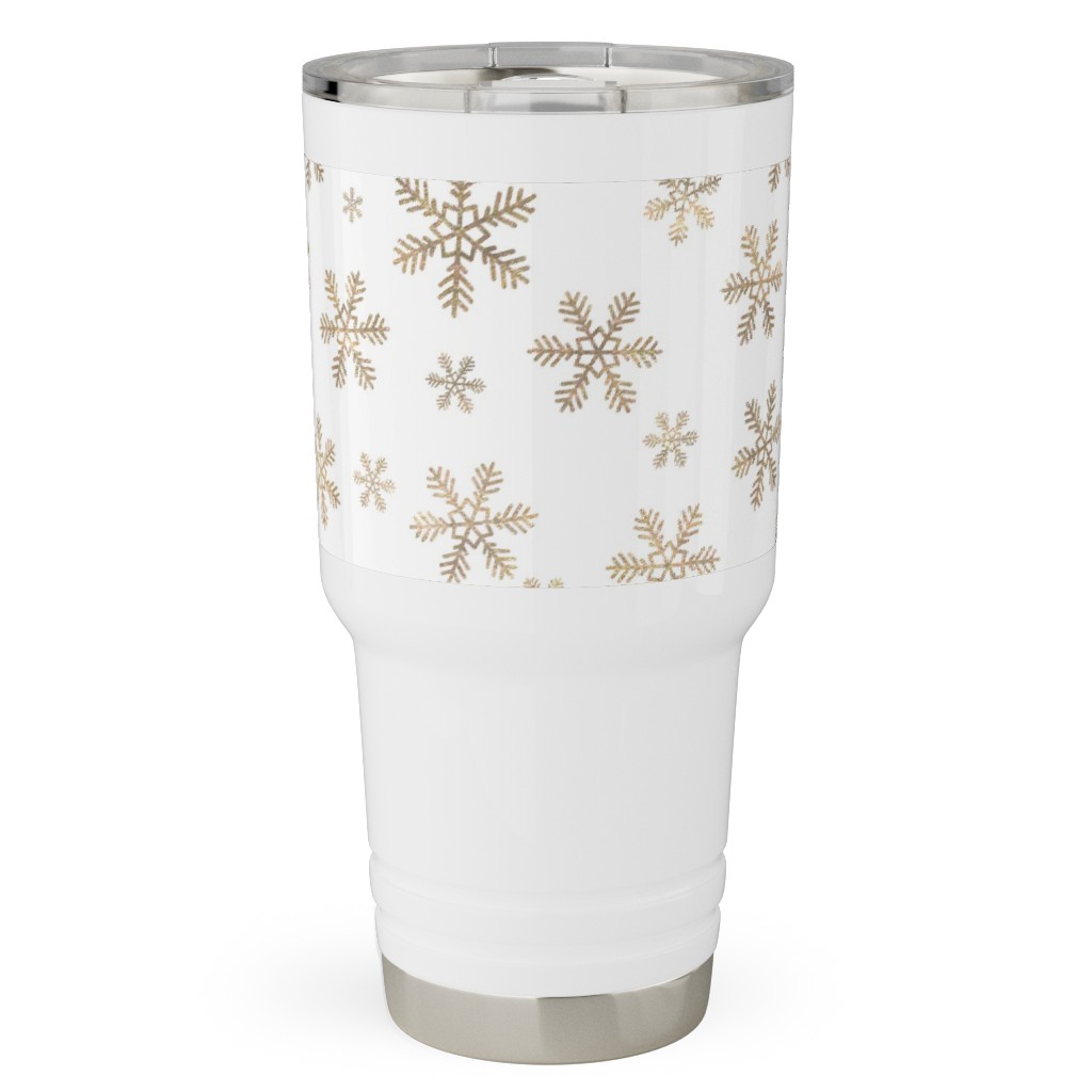 Holiday Snowflakes - Gold Travel Tumbler, 30oz, Yellow