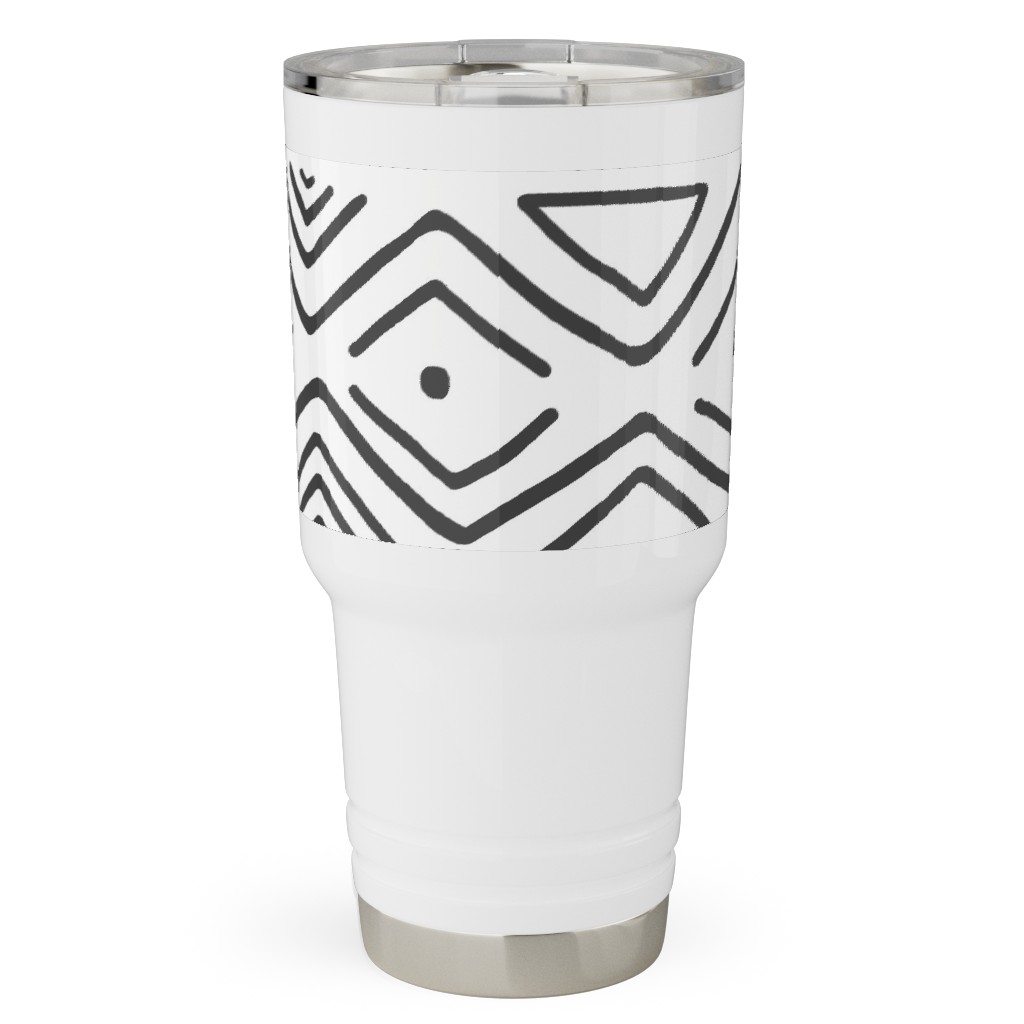 Mud Cloth - White Travel Tumbler, 30oz, White