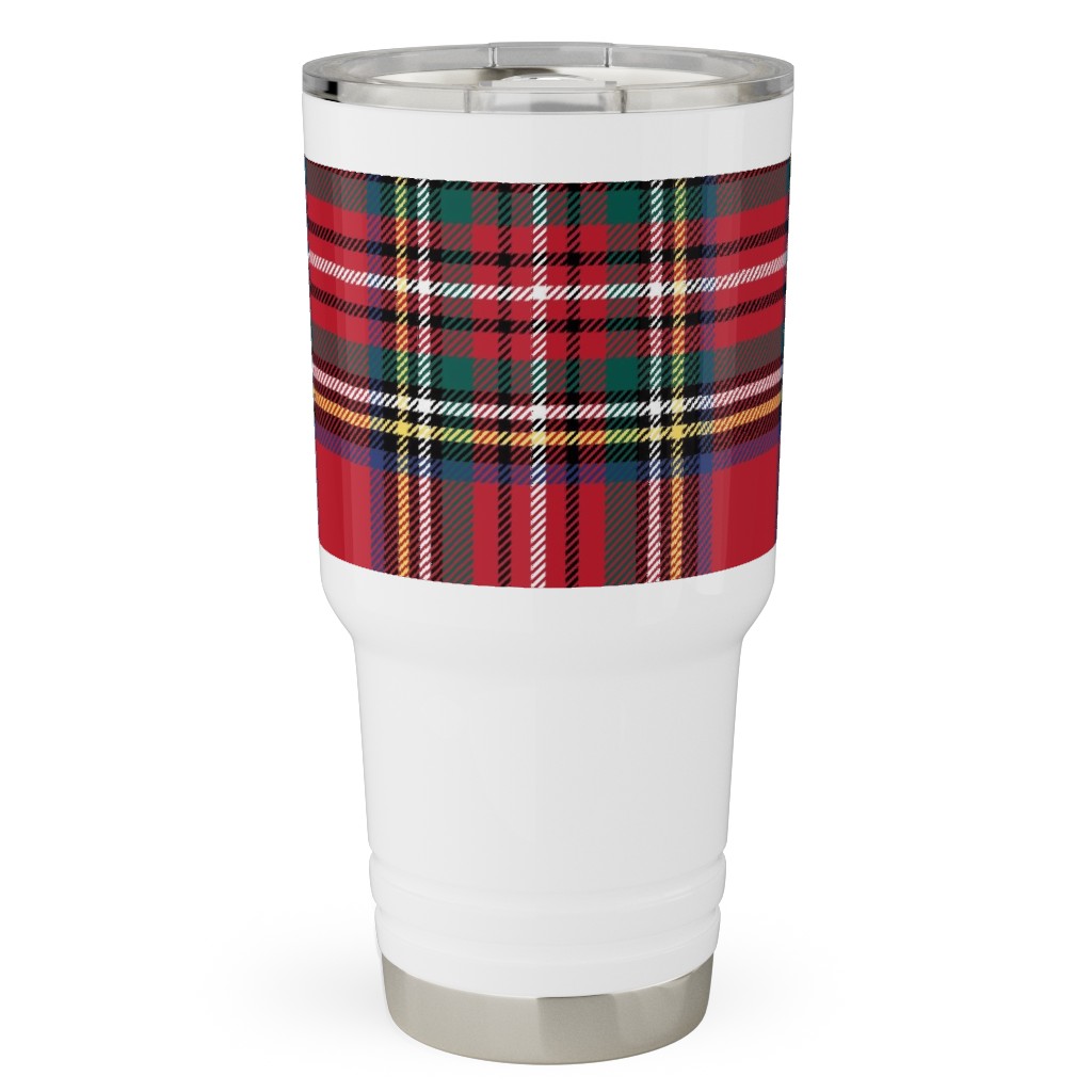 Royal Stewart Tartan Style Repeat Perfect for Christmas Travel Tumbler, 30oz, Red, Red