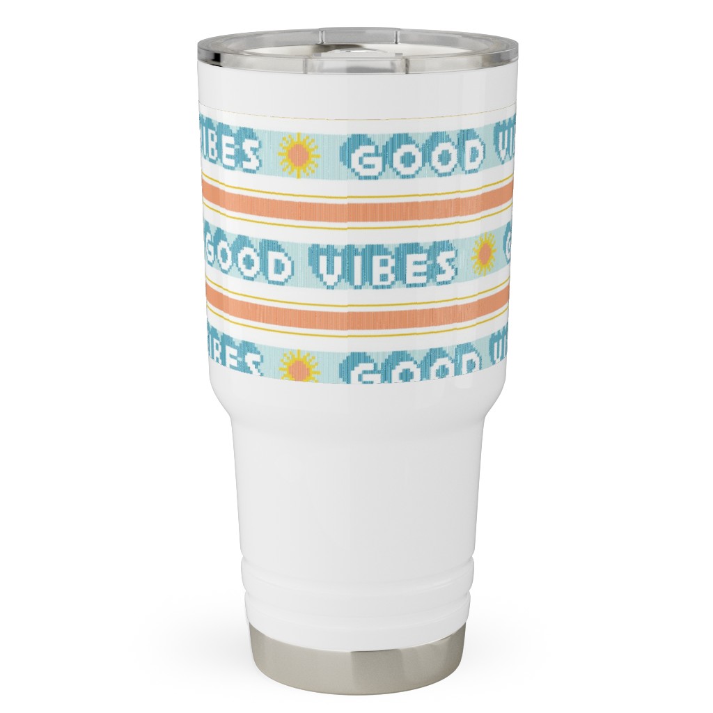 Good Vibes Vintage Typography Travel Tumbler, 30oz, Orange